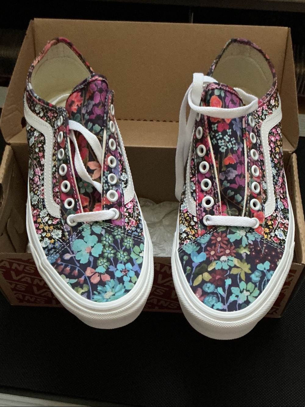 Vans Floral High-Top Sneakers - Black, Pink, Blue, Teal - Picture 1 of 4